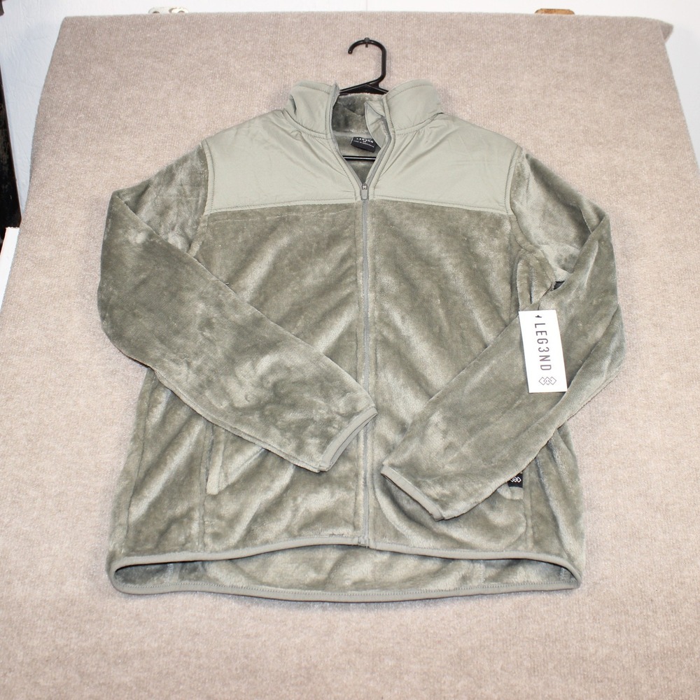 LEG3ND Womens Sage Green Full Zip Fleece Jacket Mock Neck Lightweight Size M NEW